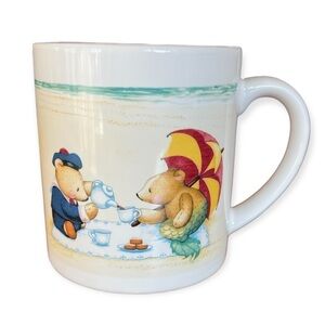 RECYCLED PAPER PRODUCTS Vintage 80s Sailor & Mermaid Bear Beach Mug
